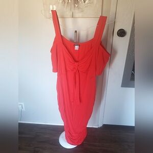 Venus Ladies Size 2X Coral Mid-length Fitted Dress